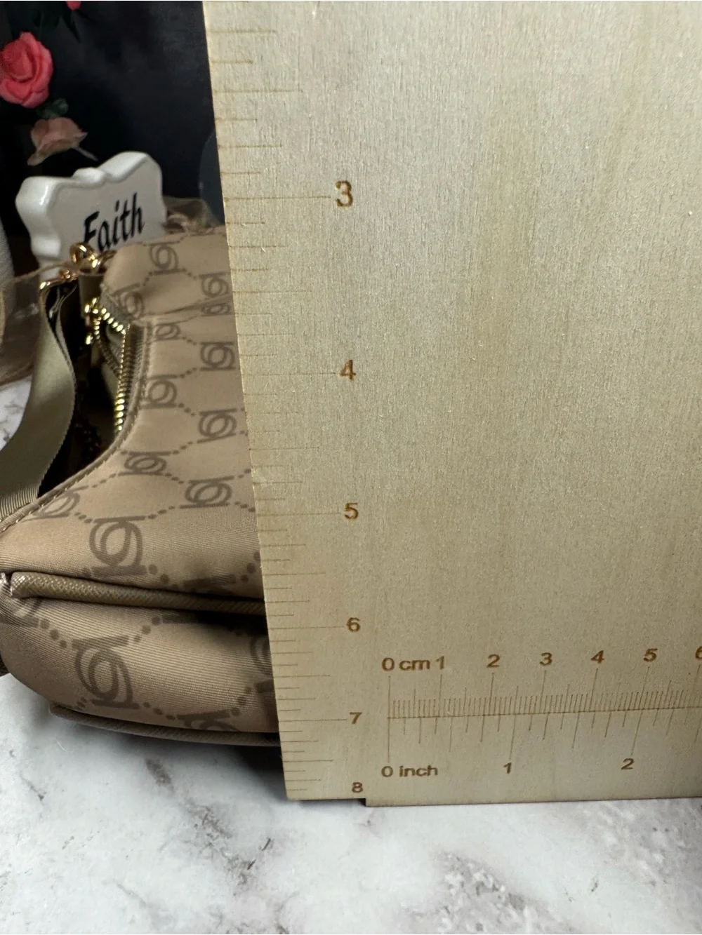 bebe Taupe Logo Crossbody with Gold Chain & Coin Pouch